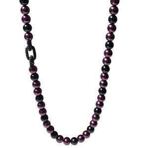 Elegant Black Purple Beaded Necklace Rhinestone Accents Fashion Jewelry Women